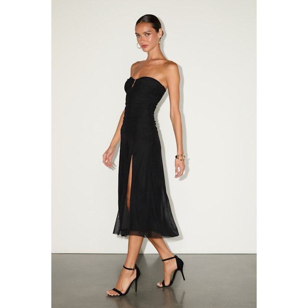 Lulus Chania Black Strapless Midi Dress - Size L